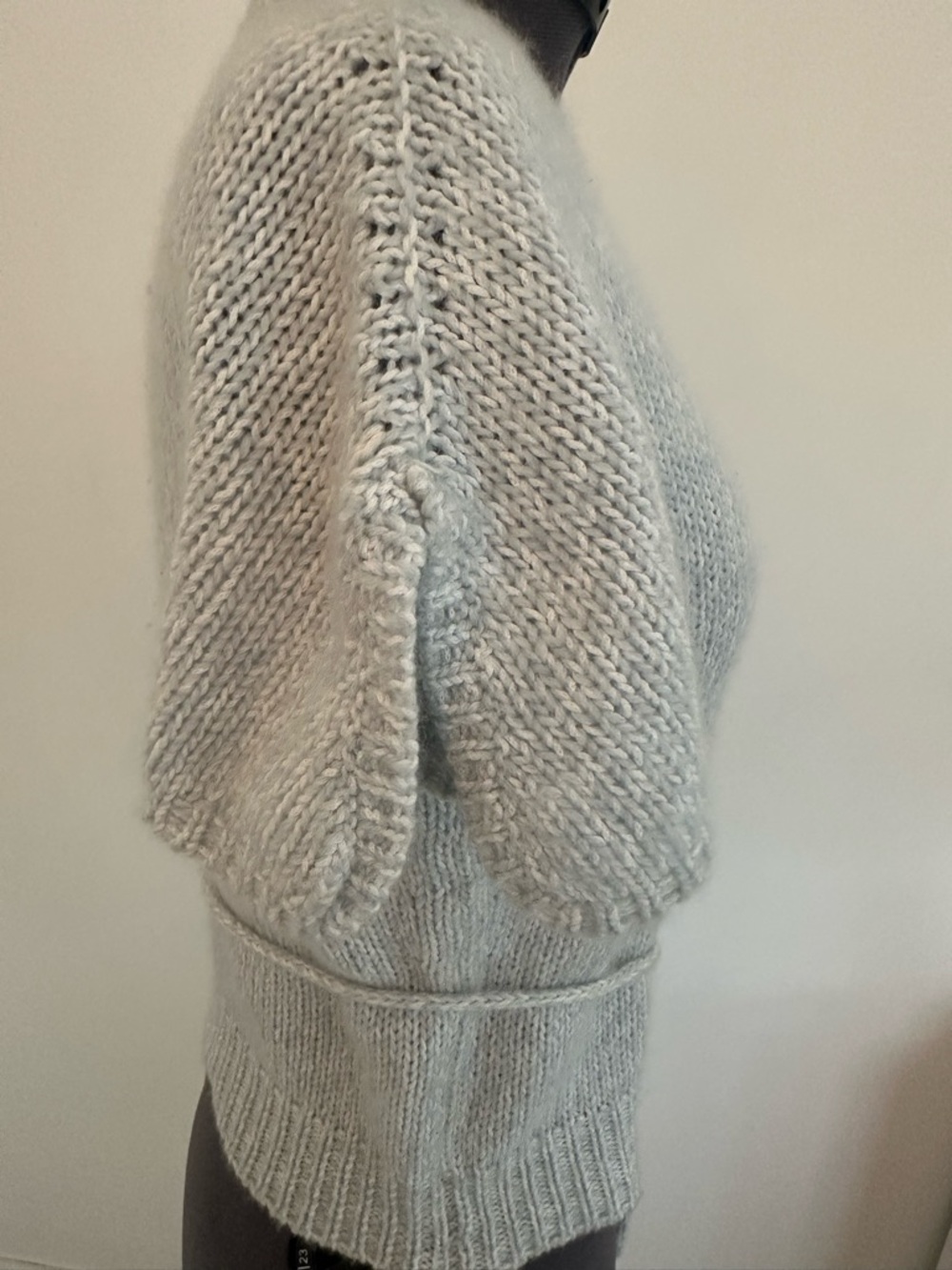 Versace Light Blue/Gray Crewneck Short-Sleeve Knit with Waist Tie - Picture 3 of 5